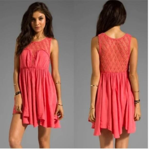 Free People Women's Fiesta Dress Coral Pink Size XS - Picture 1 of 7